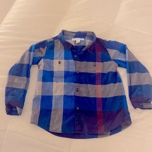 Burberry size 3T blue plaid button up shirt